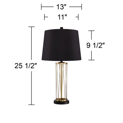 360 Lighting Nathan Modern Table Lamps 25 1/2" High Set Of 2 Gold Metal With USB Charging Ports Black Drum Shade For Bedroom Living Room Home Desk 7 360 Lighting Nathan Modern Table Lamps 25 1/2" High Set Of 2 Gold Metal With USB Charging Ports Black Drum Shade For Bedroom Living Room Home Desk - Image 7