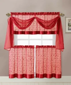 Kate Aurora Complete 4 Piece Linen Leaf Embroidered Complete Kitchen Curtain Set -Home Decoration Sale GUEST 5adab07a d5f6 4275 b8a4 d8a733f4db00