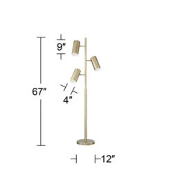 Possini Euro Design Canasta Trac Modern Tree Floor Lamp 67" Tall Satin Brass 3-Light Adjustable Metal Shade For Living Room Reading Bedroom Office -Home Decoration Sale GUEST 5b100221 0b5c 4057 b613 7b456d24332d