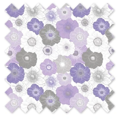 Bacati - Watercolor Floral Purple Gray Cotton Printed Single Window Curtain Panel 3 Bacati - Watercolor Floral Purple Gray Cotton Printed Single Window Curtain Panel - Image 3