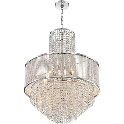 Vienna Full Spectrum Pioggia Chrome Pendant Chandelier 23 1/2" Wide Modern Crystal 5-Light Fixture For Dining Room House Foyer Kitchen Island Entryway 3 Vienna Full Spectrum Pioggia Chrome Pendant Chandelier 23 1/2" Wide Modern Crystal 5-Light Fixture For Dining Room House Foyer Kitchen Island Entryway - Image 3