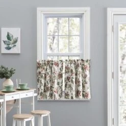 Ellis Curtain Madison Floral Design Printed Natural Ground 1.5" Rod Pocket Tailored Tier Brick -Home Decoration Sale GUEST 5c7f379f f9b2 4184 a72e 901865e5b563
