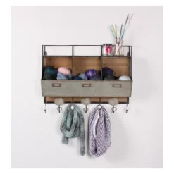 Wall Shelf Tin With 3 Hooks - Gray -Home Decoration Sale GUEST 5c954037 5b25 48f2 b5cb 40099ef3401e