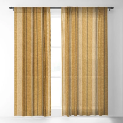 Little Arrow Design Co Ivy Stripes Mustard Single Panel Sheer Window Curtain - Deny Designs 1 Little Arrow Design Co Ivy Stripes Mustard Single Panel Sheer Window Curtain - Deny Designs
