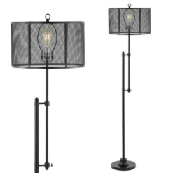 64.5" Noah Modern Industrial Iron Height-Adjustable LED Floor Lamp Black (Includes LED Light Bulb) - JONATHAN Y -Home Decoration Sale GUEST 5ded7a55 0466 4ccf ac33 e50300cf2efd