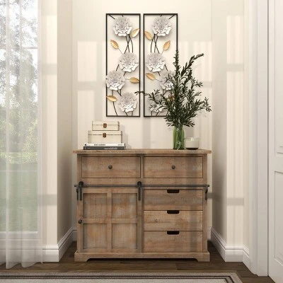 Set Of 2 Metal Floral Wall Decors With Black Frame White - Olivia & May 14 Set Of 2 Metal Floral Wall Decors With Black Frame White - Olivia & May - Image 14