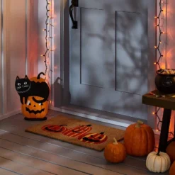 1'6"x2'6" Three Pumpkin Halloween Coir Doormat Natural - Hyde & EEK! Boutiqueâ„¢