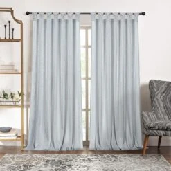 Kate Aurora 2 Piece Tulip Tab Top Earth Toned Semi Sheer Curtain Panel Pair