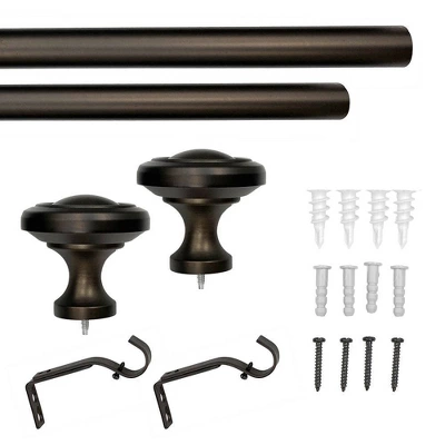 72"-144" Decorative Drapery Curtain Rod With Knob Finials Oil Rubbed Bronze - Lumi Home Furnishings 4 72"-144" Decorative Drapery Curtain Rod With Knob Finials Oil Rubbed Bronze - Lumi Home Furnishings - Image 4