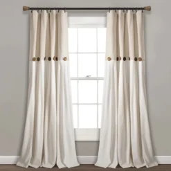 Home Boutique Linen Button Window Curtain Panels Single Linen 40X95
