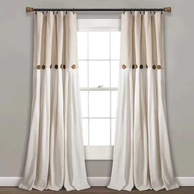 Home Boutique Linen Button Window Curtain Panels Single Linen 40X95 1 Home Boutique Linen Button Window Curtain Panels Single Linen 40X95