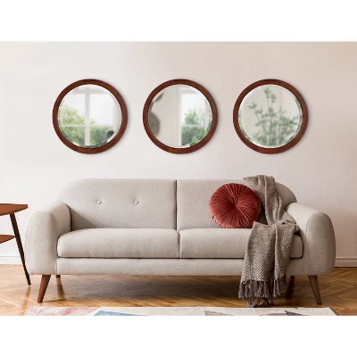 18" X 18" Hogan Round Framed Decorative Wall Mirror Walnut Brown - Kate & Laurel All Things Decor 5 18" X 18" Hogan Round Framed Decorative Wall Mirror Walnut Brown - Kate & Laurel All Things Decor - Image 5