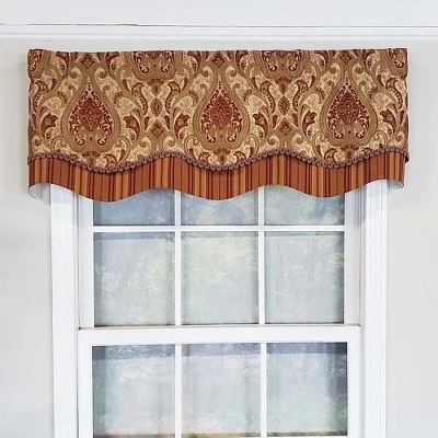 RLF Home Chenille Fabric With Damask Motive Paisley Dream Glory Valance 3" Rod Pocket 50" X 16" Gold/Bronze 1 RLF Home Chenille Fabric With Damask Motive Paisley Dream Glory Valance 3" Rod Pocket 50" X 16" Gold/Bronze