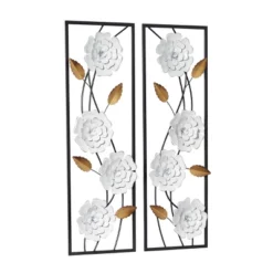 Set Of 2 Metal Floral Wall Decors With Black Frame White - Olivia & May 19 Set Of 2 Metal Floral Wall Decors With Black Frame White - Olivia & May -Home Decoration Sale GUEST 690da745 9ec6 4fa0 ac45 9db0bca7997c