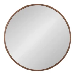 26" X 26" Travis Round Wood Accent Decorative Wall Mirror Bronze - Kate & Laurel All Things Decor