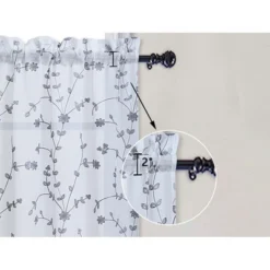 Trinity Sheer Curtains Leaves Embroidered Kitchen Curtains Rod Pocket Faux Linen Textured Window Treatments, Set Of 2 -Home Decoration Sale GUEST 6aea11c2 6d6e 4d63 a3c1 c9df4bb3f7e5