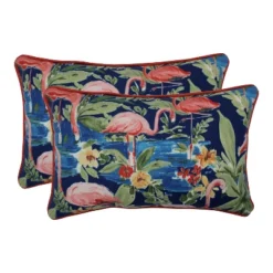 Flamingo 2pc Rectangular Outdoor Throw Pillow Set Blue - Pillow Perfect -Home Decoration Sale GUEST 6afc9557 1268 4b3f b590 82f4446aa9fc