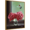 18" X 24" Window Shopping Rose By Fred Szatkowski Framed Canvas Wall Art - Amanti Art