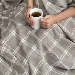 Farmhouse Living Double Window Pane Plaid Fringe Blanket Throw - 50" X 60"- Elrene Home Fashions