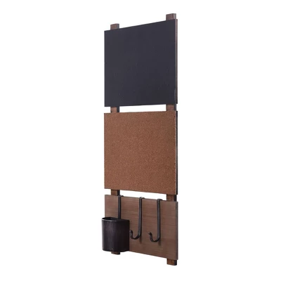 Multi-Functional Wall Memo Board With Chalkboard And Corkboard Brown - StyleCraft 1 Multi-Functional Wall Memo Board With Chalkboard And Corkboard Brown - StyleCraft