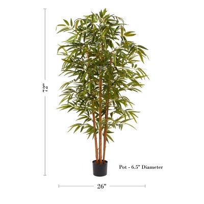 Nature Spring Faux Potted Indoor Artificial Bamboo - 6', Green And Brown 1 Nature Spring Faux Potted Indoor Artificial Bamboo - 6', Green And Brown