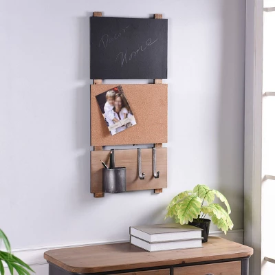 Multi-Functional Wall Memo Board With Chalkboard And Corkboard Brown - StyleCraft 5 Multi-Functional Wall Memo Board With Chalkboard And Corkboard Brown - StyleCraft - Image 5