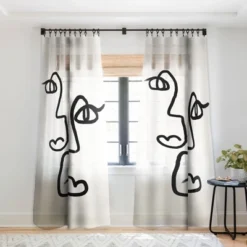 Bohomadic Studio Double Line Faces Black Single Panel Sheer Window Curtain - Society6 -Home Decoration Sale GUEST 7029af3f 48b6 4bfa aaf9 40af5c3a32e1
