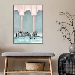 22" X 30" Office Gossip (Zebras) By Urban Road Framed Canvas Wall Art Gray Wash - Amanti Art -Home Decoration Sale GUEST 70c5a50f 7d53 42d2 a827 73929804ca56