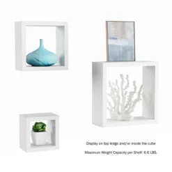 Floating Shelves- Open Cube Wall Shelf Set With Hidden Brackets, 3 Sizes To Display Decor, Photos, More- Hardware Included By Hastings Home (White) -Home Decoration Sale GUEST 70e3de27 6368 4307 a9f7 a216fee8c14c