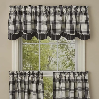 Park Designs Crossroads Lined Layered Valance - 72''L - Black 1 Park Designs Crossroads Lined Layered Valance - 72''L - Black