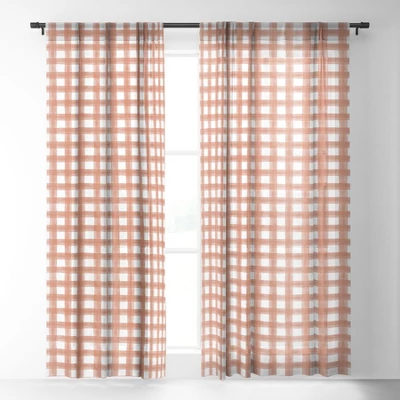 Little Arrow Design Co Watercolor Plaid Terracotta Single Panel Sheer Window Curtain - Deny Designs 1 Little Arrow Design Co Watercolor Plaid Terracotta Single Panel Sheer Window Curtain - Deny Designs