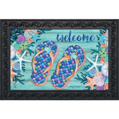 Briarwood Lane Enjoy Life Flip Flops Summer Doormat Nautical Indoor Outdoor 30" X 18" 1 Briarwood Lane Enjoy Life Flip Flops Summer Doormat Nautical Indoor Outdoor 30" X 18"