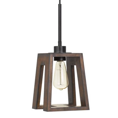 7" X 7" X 17" Biel Wood Pendant Medium Oak - Cal Lighting 2 7" X 7" X 17" Biel Wood Pendant Medium Oak - Cal Lighting - Image 2