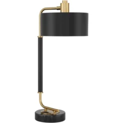 Possini Euro Design Myles Modern Mid Century Desk Lamp 24" High Black Gold With Dual USB Charging Ports Metal Drum Shade For Bedroom Living Room Home -Home Decoration Sale GUEST 7b904ada 75da 43f9 a091 7aa614810f4f