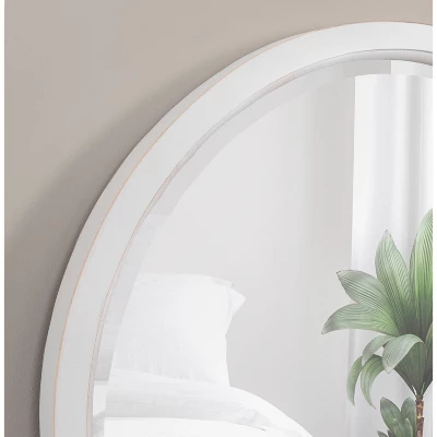 24" X 24" Hogan Round Framed Decorative Wall Mirror White - Kate & Laurel All Things Decor 6 24" X 24" Hogan Round Framed Decorative Wall Mirror White - Kate & Laurel All Things Decor - Image 6