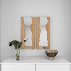 Contemporary Wood Wall Mirror Set Of 2 Brown - Olivia & May -Home Decoration Sale GUEST 7f76c110 fba6 483b 9d65 f27ab9d65682