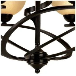 Franklin Iron Works Dark Mocha Chandelier 27 1/2" Wide Rustic Swirling Ribbon Amber Glass 6-Light Fixture For Dining Room House Foyer Kitchen Island -Home Decoration Sale GUEST 81b18819 6c43 4024 9417 a4ebb5bb7346