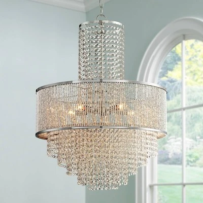 Vienna Full Spectrum Pioggia Chrome Pendant Chandelier 23 1/2" Wide Modern Crystal 5-Light Fixture For Dining Room House Foyer Kitchen Island Entryway 1 Vienna Full Spectrum Pioggia Chrome Pendant Chandelier 23 1/2" Wide Modern Crystal 5-Light Fixture For Dining Room House Foyer Kitchen Island Entryway