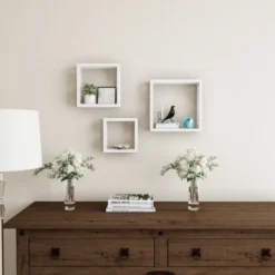 Floating Shelves- Open Cube Wall Shelf Set With Hidden Brackets, 3 Sizes To Display Decor, Photos, More- Hardware Included By Hastings Home (White) -Home Decoration Sale GUEST 84c149ba a4e1 47bd 8df8 987a6a0bb2be