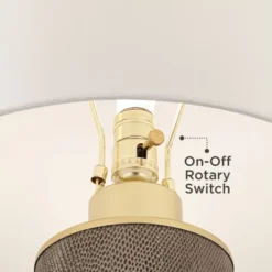 360 Lighting Gilson Modern Table Lamps 24 1/2" High Set Of 2 Gray Glaze Ceramic White Drum Shade For Bedroom Living Room Bedside Nightstand Office -Home Decoration Sale GUEST 84fe4c40 0933 4eec 989d 52935f9b0341