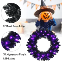 Costway 24inch Pre-lit Christmas Halloween Wreath Black W/ 35 Purple LED Lights 13 Costway 24inch Pre-lit Christmas Halloween Wreath Black W/ 35 Purple LED Lights -Home Decoration Sale GUEST 85214db2 1085 4f89 84e1 a9f9f4375213
