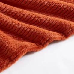 Eddie Bauer Ribbed Super Soft Textured Solid Orange 50" X 60" Throw Blanket -Home Decoration Sale GUEST 8600e91a 08e3 46b5 92ce 5936a7fee1c6