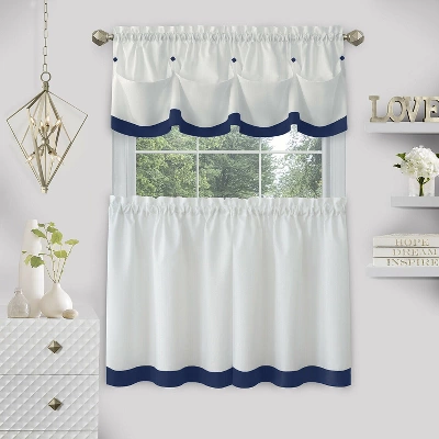 Kate Aurora Country Living Farmhouse 3 Pc Solid Cafe Kitchen Curtain Tier & Tucked Valance Set 1 Kate Aurora Country Living Farmhouse 3 Pc Solid Cafe Kitchen Curtain Tier & Tucked Valance Set
