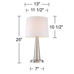 360 Lighting Karla Art Deco Style Table Lamps 25" High Set Of 2 Brushed Nickel With USB Charging Port And Table Top Dimmers White Fabric Drum For Desk -Home Decoration Sale GUEST 885eca65 547e 4dde bd6d 7fcb78d93b6f