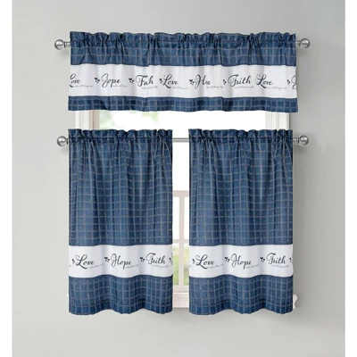 Kate Aurora Country Living Gingham Check Hope Faith Love 3 Pc Cafe Kitchen Curtain Set 5 Kate Aurora Country Living Gingham Check Hope Faith Love 3 Pc Cafe Kitchen Curtain Set - Image 5