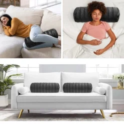 Cheer Collection Decorative Faux Fur Bolster Pillows Set Of 2