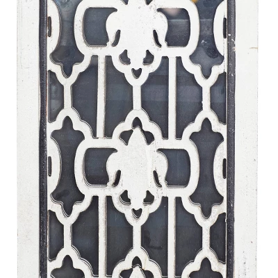 Wood Geometric Intricately Carved Wall Decor With Mirror Set Of 2 White - Olivia & May 3 Wood Geometric Intricately Carved Wall Decor With Mirror Set Of 2 White - Olivia & May - Image 3