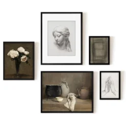 Americanflat 5 Piece Vintage Gallery Wall Art Set - Pot Kettle Still Life, Sculpture Study, Roses, Geometric Abstract By Maple + Oak -Home Decoration Sale GUEST 8a939922 90cf 4f84 ac01 b80be3e8b91b