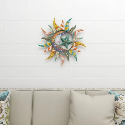 Metal Sun And Moon Indoor Outdoor Iron Wall Decor With Abstract Patterns - Olivia & May 2 Metal Sun And Moon Indoor Outdoor Iron Wall Decor With Abstract Patterns - Olivia & May - Image 2