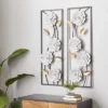 Set Of 2 Metal Floral Wall Decors With Black Frame White - Olivia & May